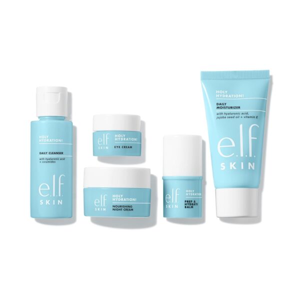 e.l.f. Jet Set Hydration Kit, Travel Friendly Hydrating Skincare Set, Face Cleanser, Balm, Moisturizer, Eye Cream & Night Cream, Vegan & Cruelty-Free - Image 3