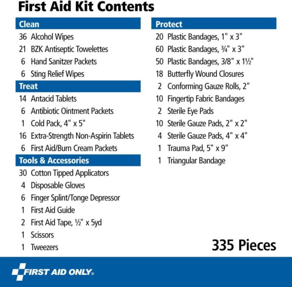 First Aid Only OSHA-Compliant All-Purpose 100-Person Emergency First Aid Kit for Home, Work, and Travel, 335 Pieces - Image 5