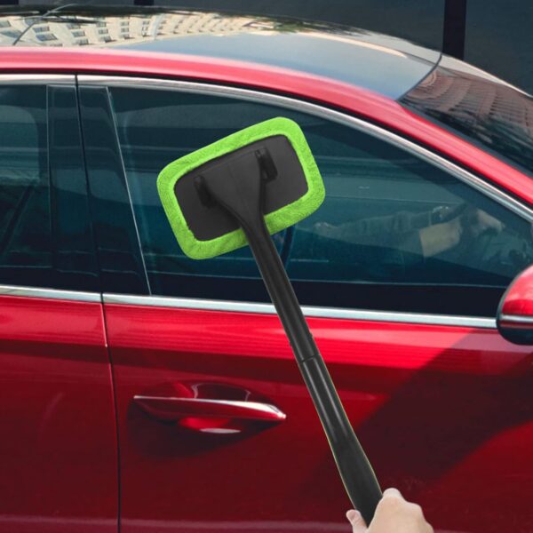 Car Windshield Cleaning Tool, Windshield Cleaner with 4 Washable and Reusable Microfiber Pads and Extendable Handle, for Auto Glass Wiper - Image 8