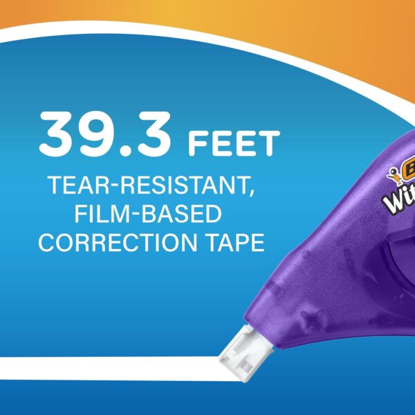 BIC Wite-Out Brand EZ Correct Correction Tape (WOTAP10- WHI), 39.3 Feet, 10-Count Pack of white Correction Tape, Fast, Clean and Easy to Use Tear-Resistant Tape - Image 3