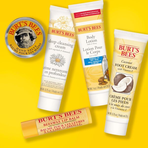 Burt's Bees Gifts Ideas - Essential Everyday Beauty Set, 5 Travel Size Products - Deep Cleansing Cream, Hand Salve, Body Lotion, Foot Cream and Lip Balm - Image 11