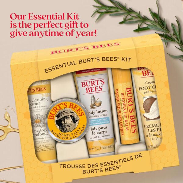 Burt's Bees Gifts Ideas - Essential Everyday Beauty Set, 5 Travel Size Products - Deep Cleansing Cream, Hand Salve, Body Lotion, Foot Cream and Lip Balm - Image 12